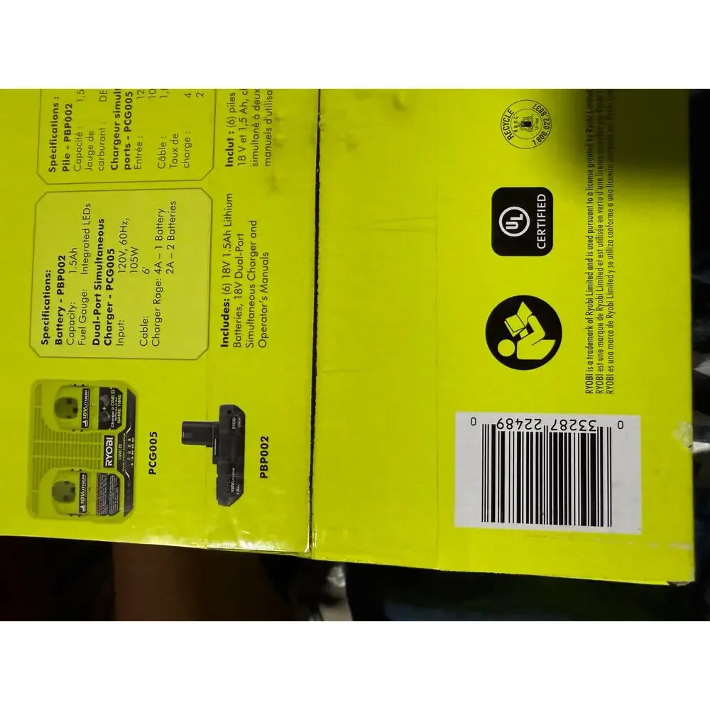 Ryobi ONE+ 18V Battery Kit 6 Pack + Dual Charger Lithium Starter Set - Picture 6 of 8